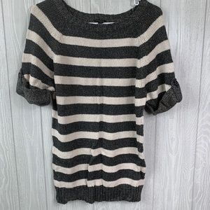 Ann Taylor Short Sleeve Metallic Sweater Stripes S